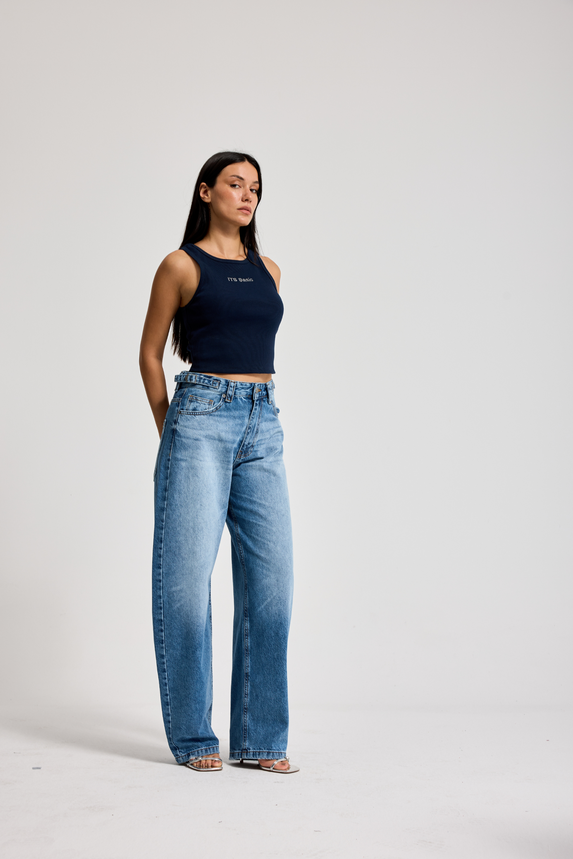 2961 %100 Cotton Wide Leg Kadın Jean