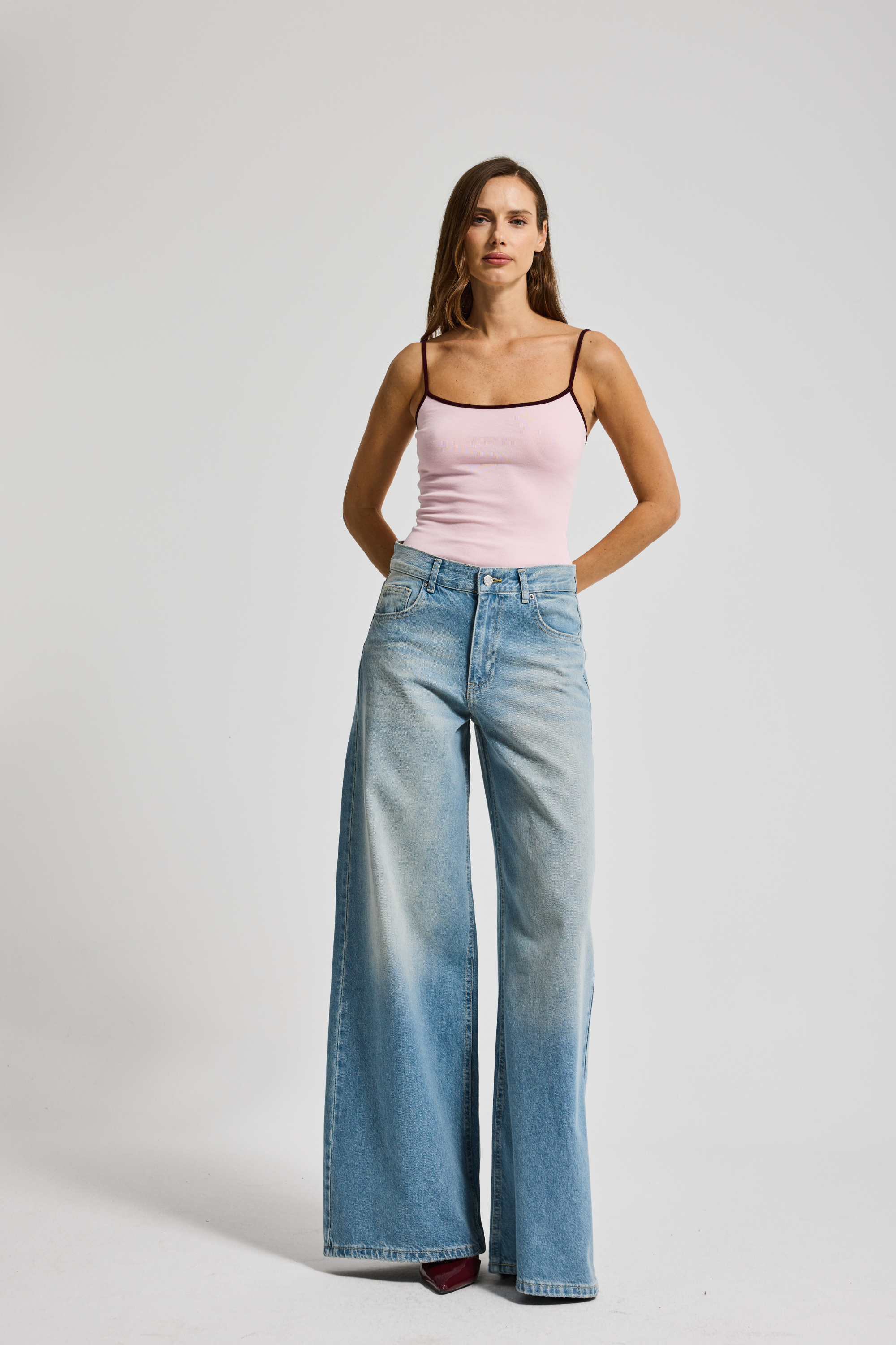 3026 %100 Cotton Palazzo Kadın Jean