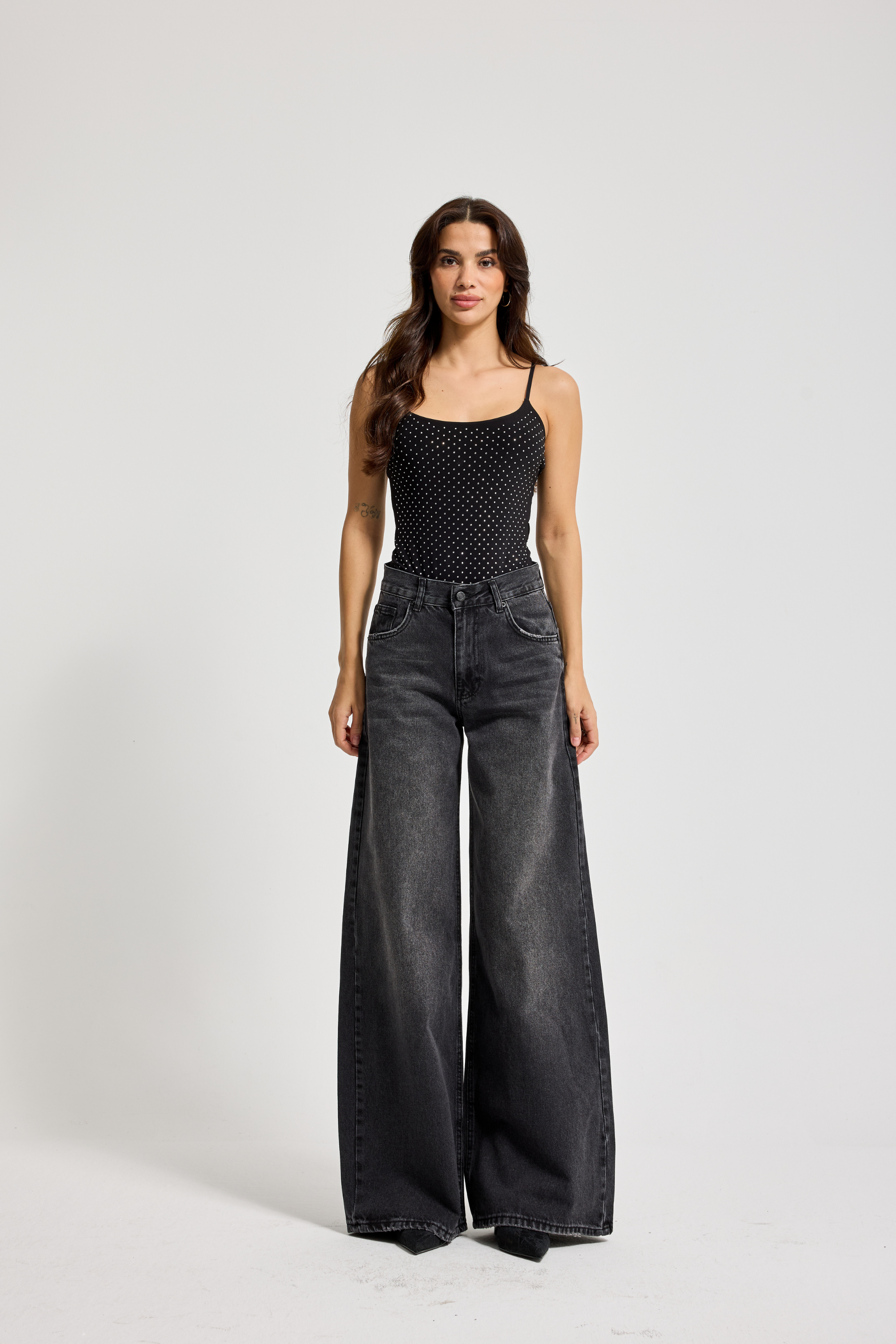 3096 %100 Cotton Palazzo Kadın Jean