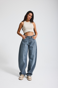 3224 %100 Cotton Wide Leg Kadın Jean