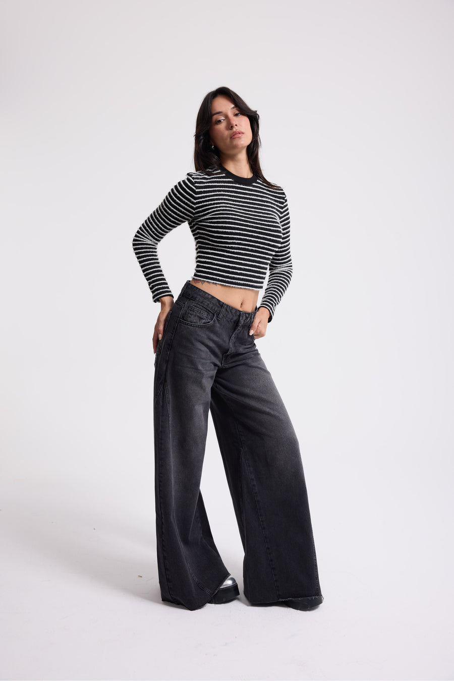 3483 %100 Cotton Palazzo Jeans