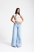 3708 %100 Cotton Elephant Leg Kadın Jean