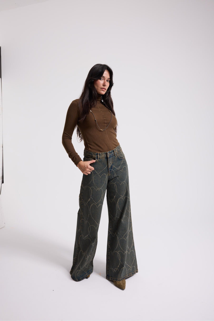 5426 %100 Cotton Low Rise Wide Leg Jeans