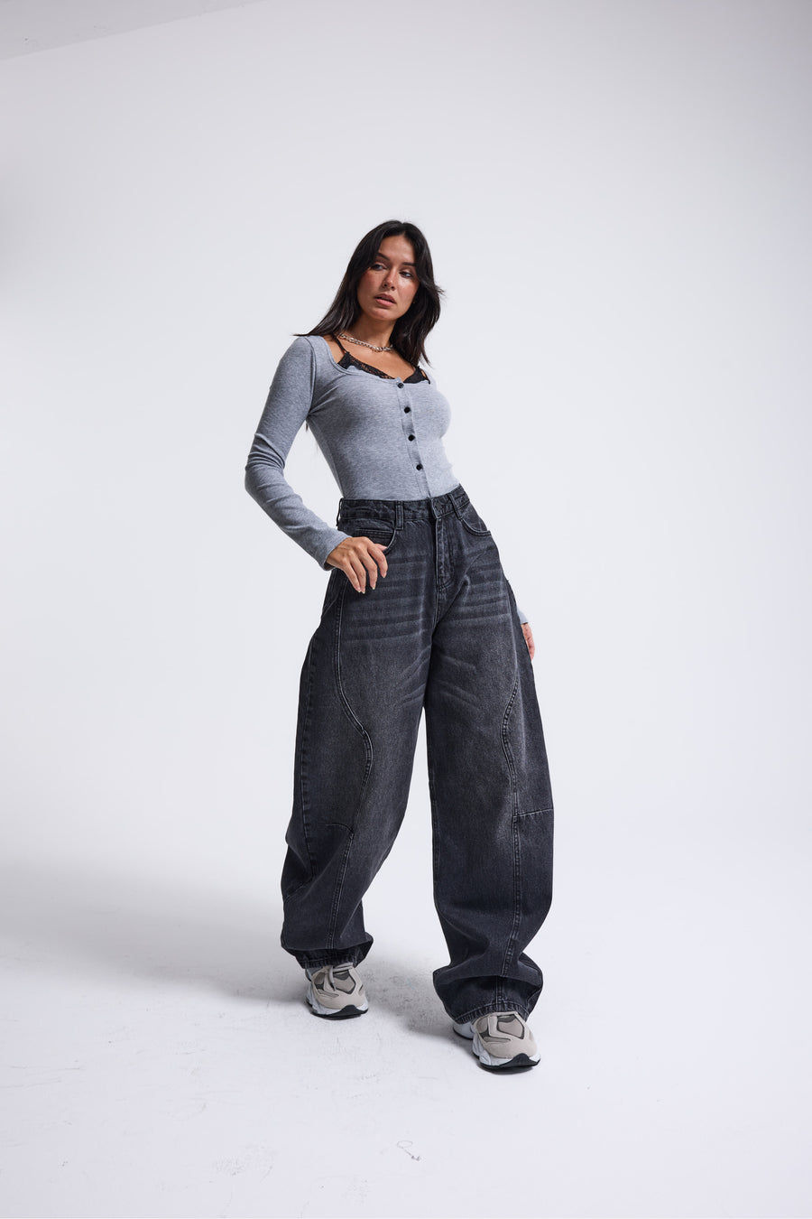 5434 %100 Cotton Barrel Jeans